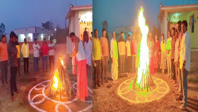 A huge bonfire in Gunjeti