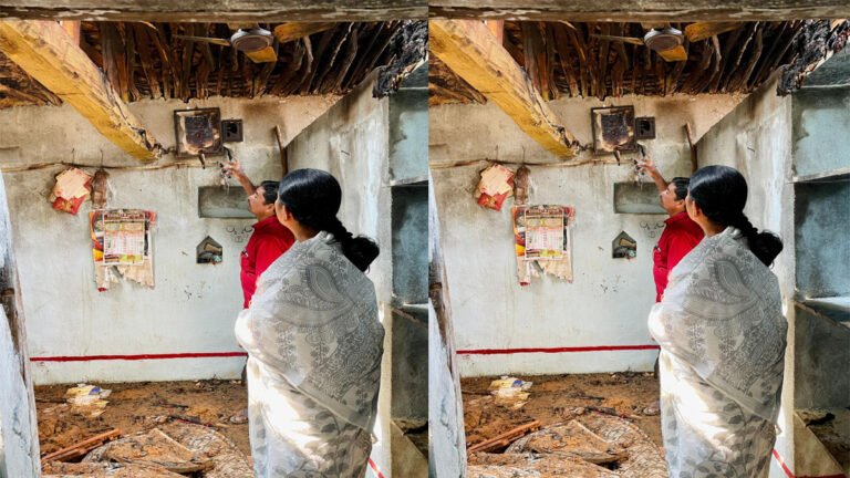 Sunitha Lakshmareddy inspected the burnt houses with electric shock