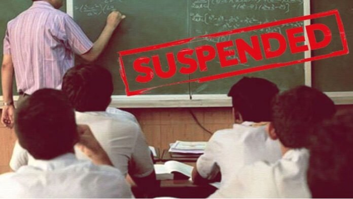 Three teachers who are working with students are suspended.