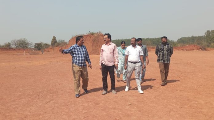 Site inspection for construction of Gummadila Kasturba Gandhi school building.